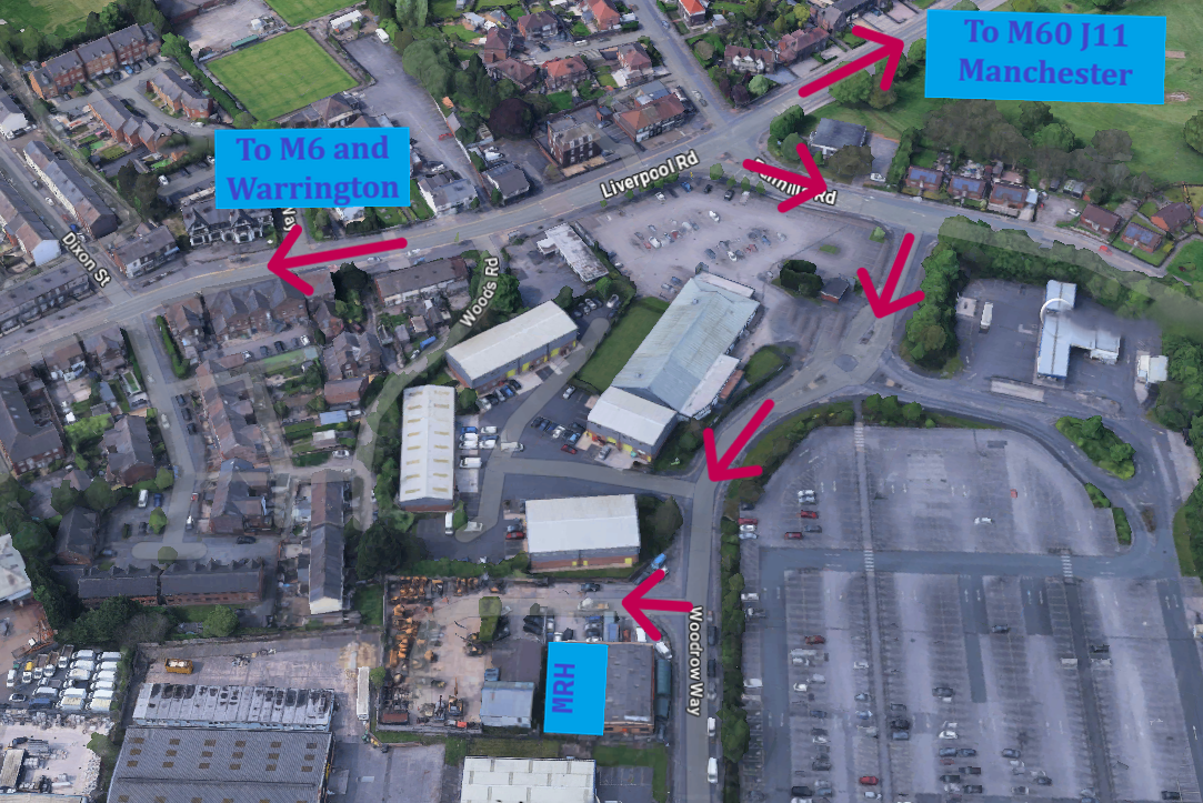 Map showing MRH Plate Heat Exchanger Services in Irlam